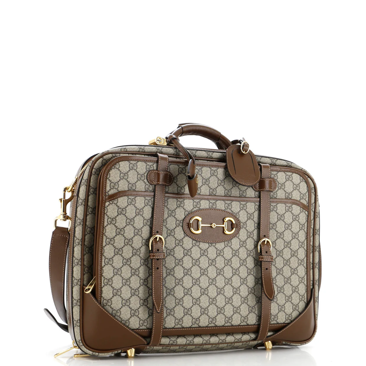 Horsebit 1955 Convertible Travel Bag GG Coated Canvas with Leather Large - Deep Luxury