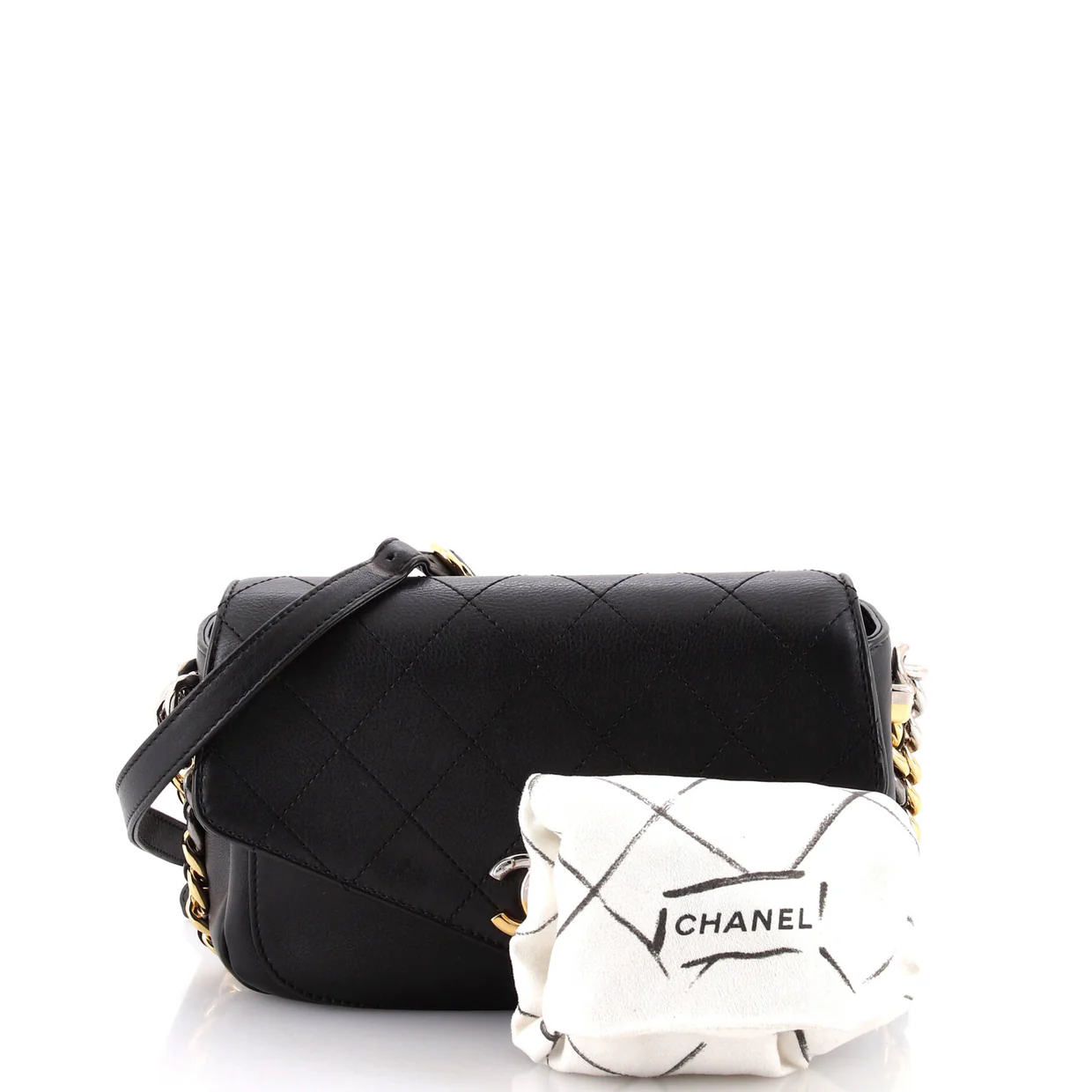 Two Tone Envelope Flap Bag Quilted Calfskin Medium - Deep Luxury