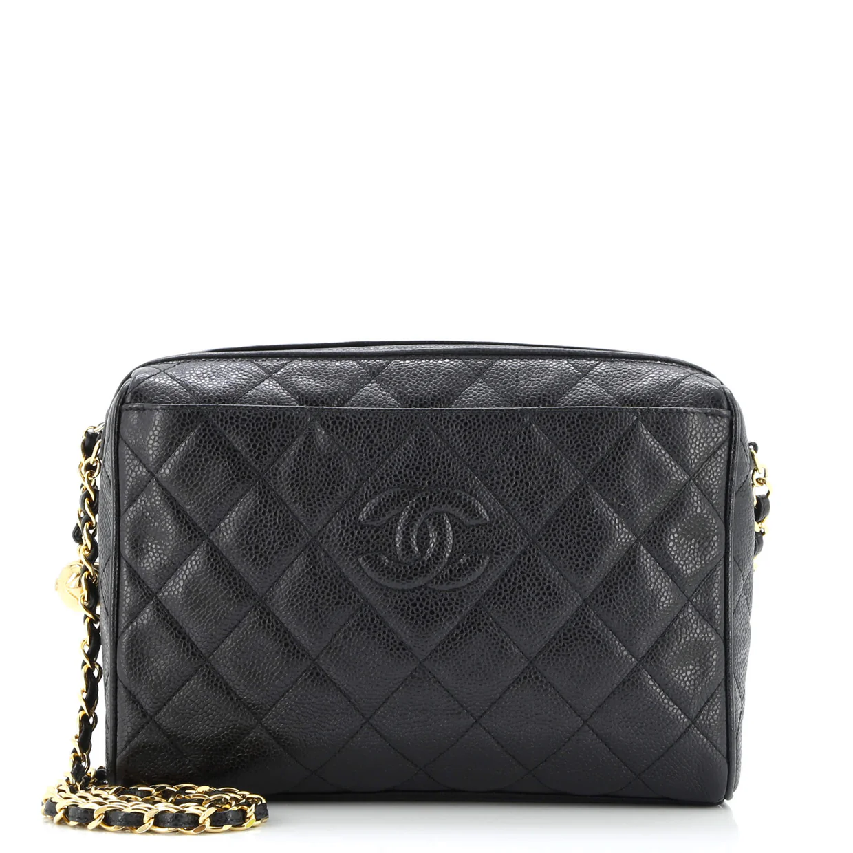 Vintage Diamond CC Camera Shoulder Bag Quilted Caviar Medium - Deep Luxury