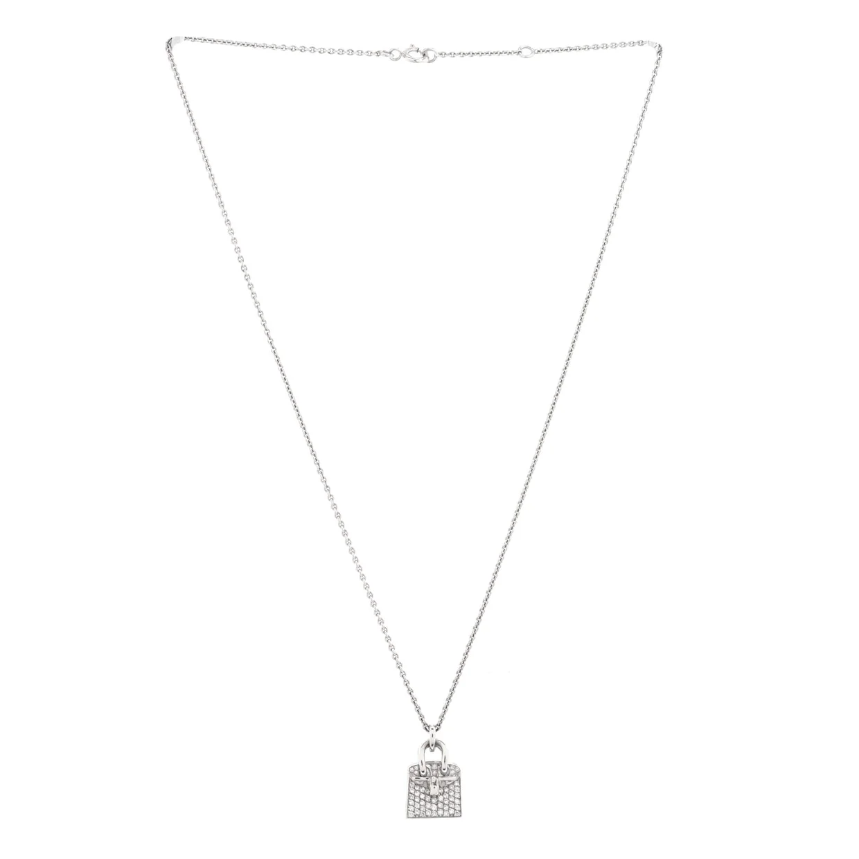Birkin Amulette Pendant Necklace 18K White Gold and Diamonds - Deep Luxury