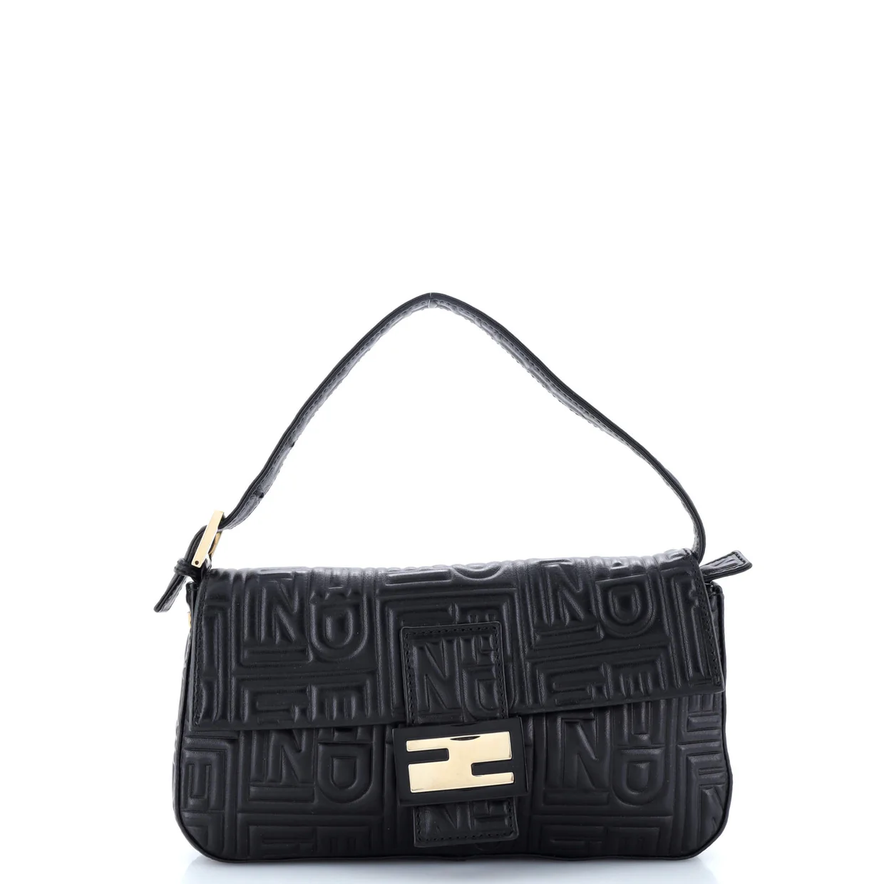 Baguette Bag Logo Embossed Leather Small - Deep Luxury