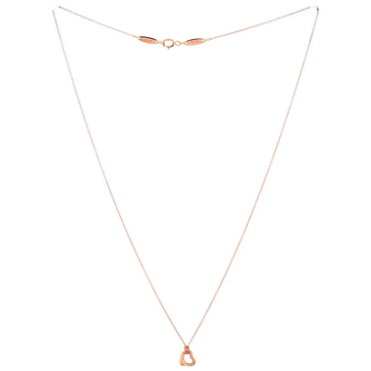 Elsa Peretti Open Heart Pendant Necklace 18K Rose Gold 7mm - Deep Luxury