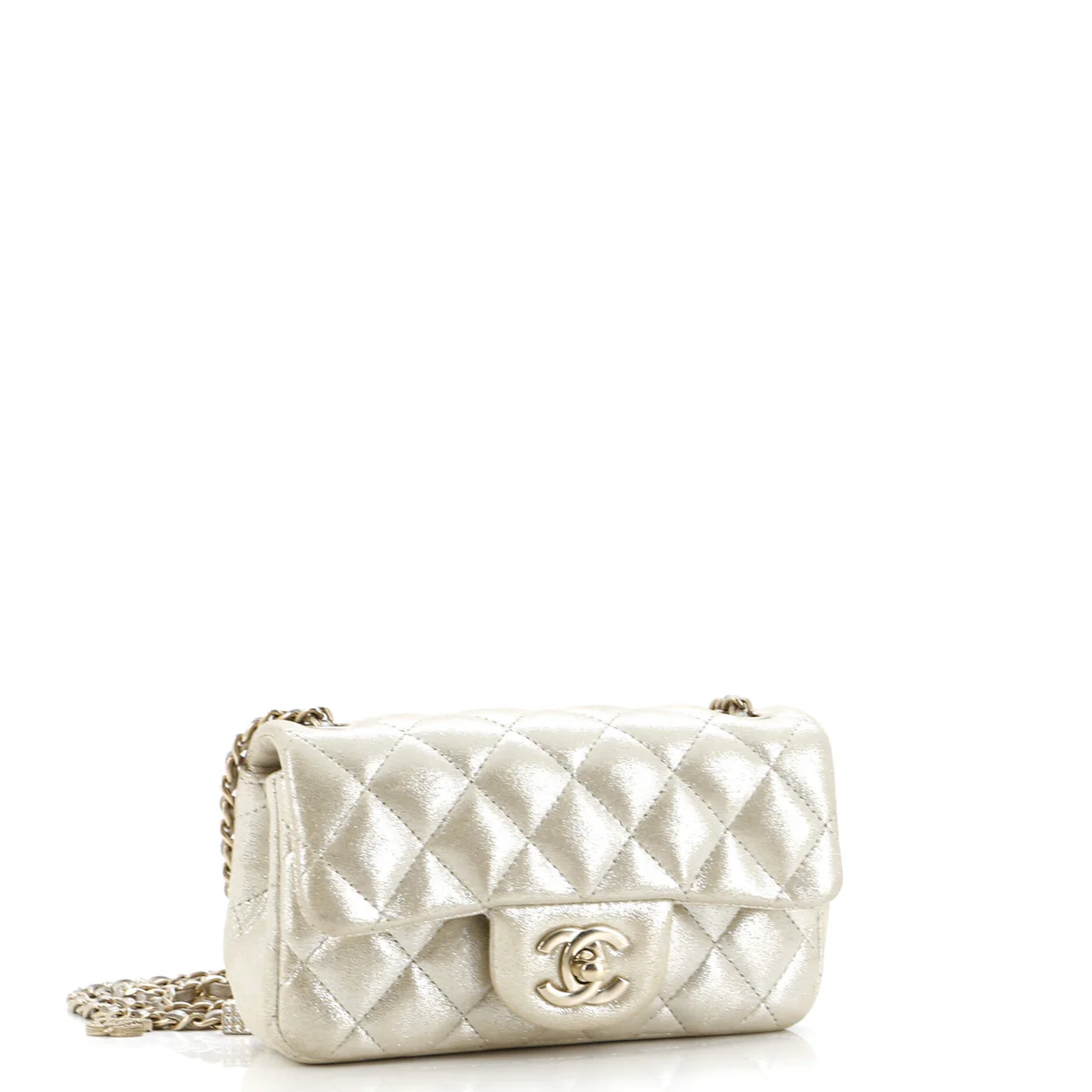 Crystal Dice Classic Single Flap Bag Quilted Iridescent Calfskin Extra Mini - Deep Luxury