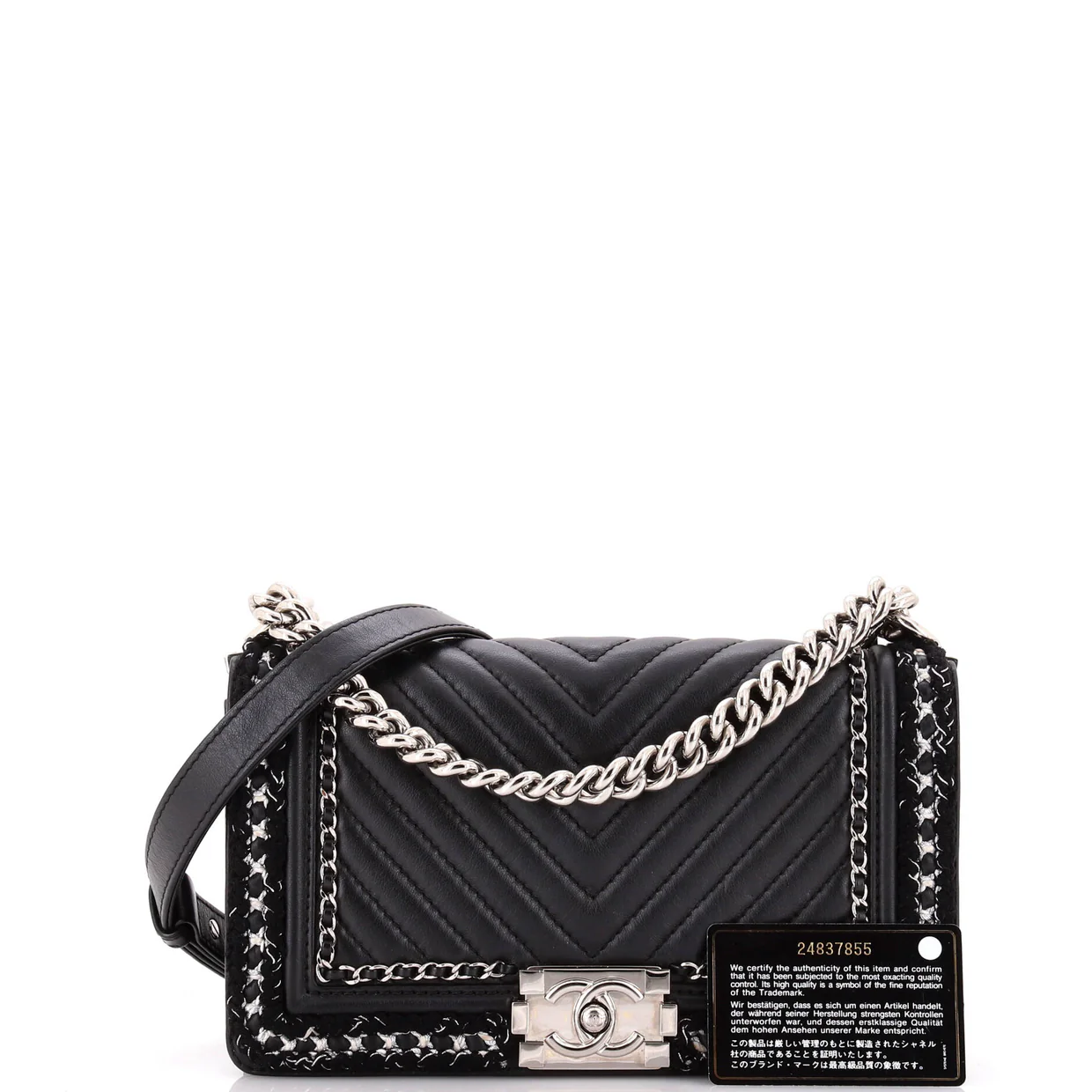 Jacket Boy Flap Bag Quilted Lambskin with Tweed Old Medium - Deep Luxury