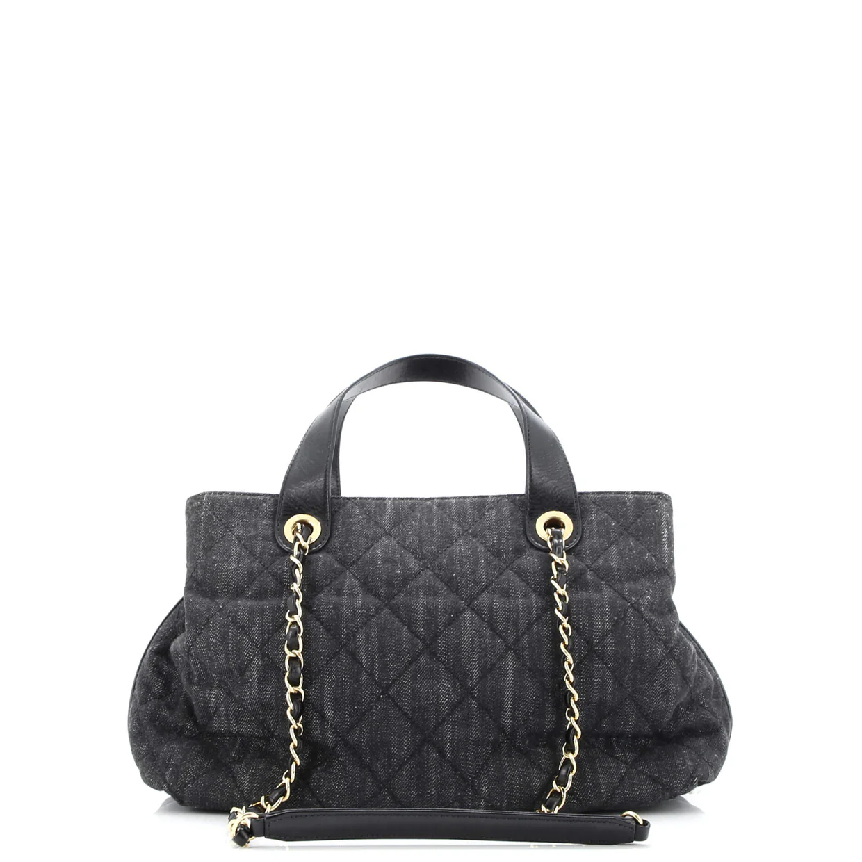 Shopping Tote Quilted Denim with Stitched Calfskin Medium - Deep Luxury