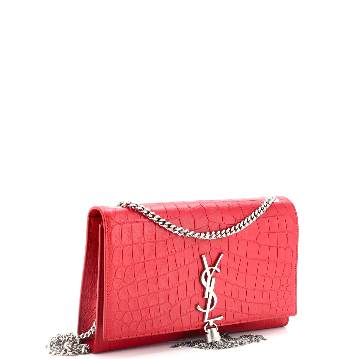 Classic Monogram Tassel Crossbody Bag Crocodile Embossed Leather Medium - Deep Luxury