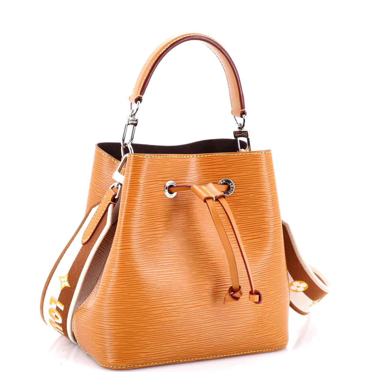 NeoNoe Handbag Epi Leather with Logo Jacquard Strap BB - Deep Luxury