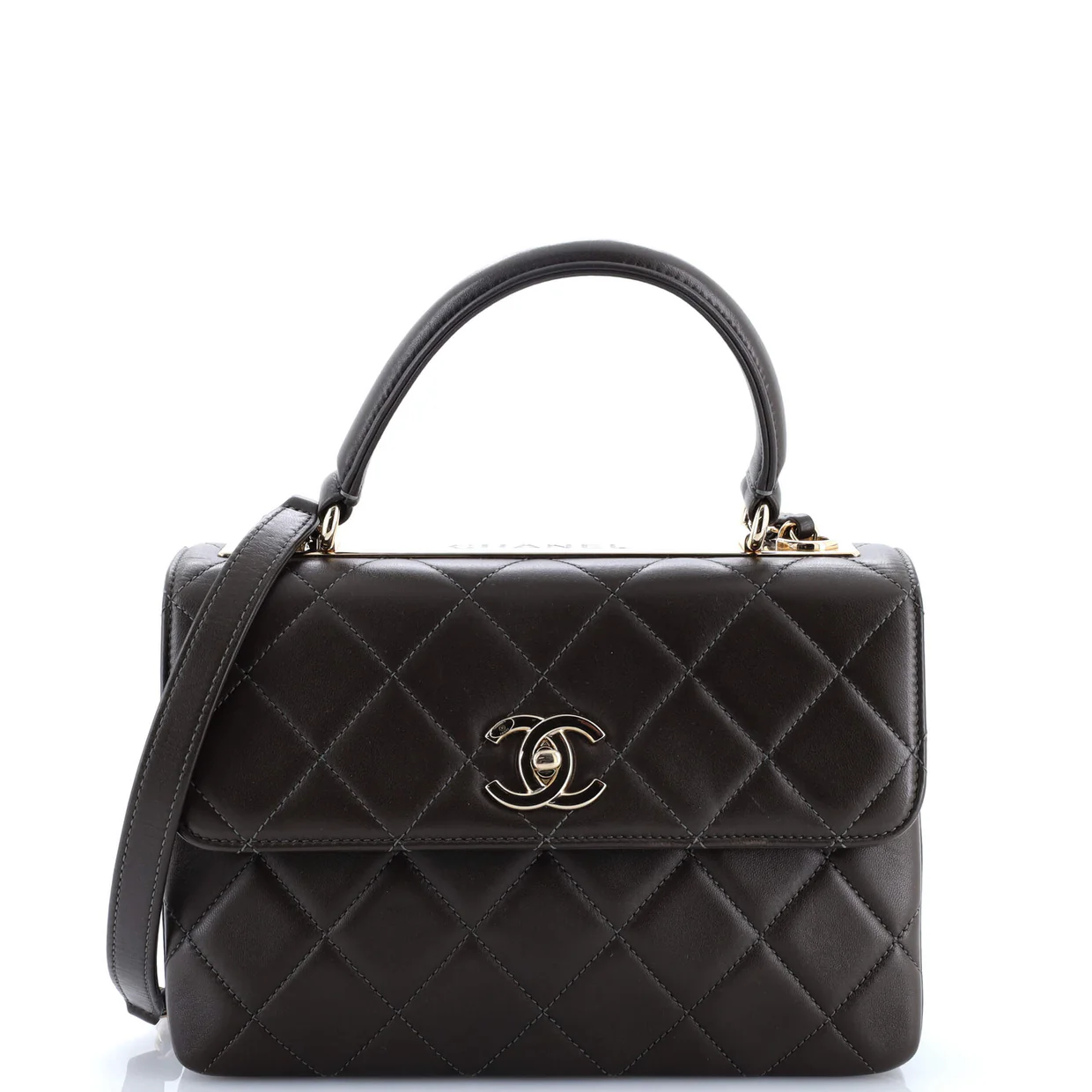 Trendy CC Top Handle Bag Quilted Lambskin Small - Deep Luxury
