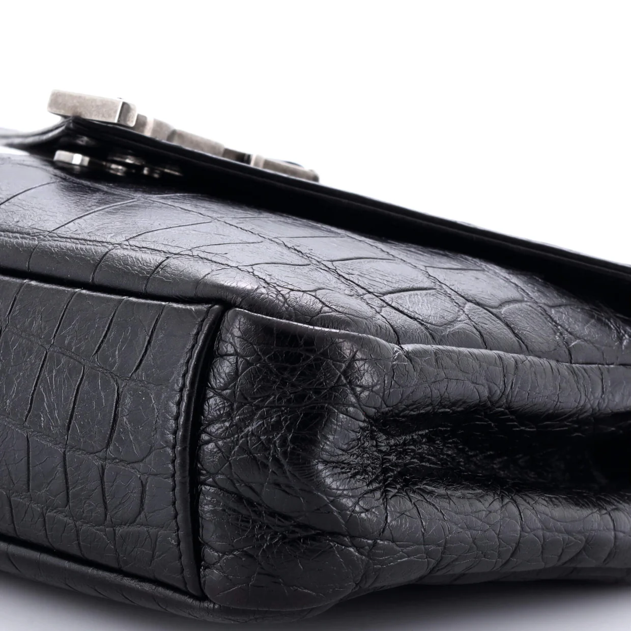 Classic Monogram College Bag Crocodile Embossed Leather Medium - Deep Luxury