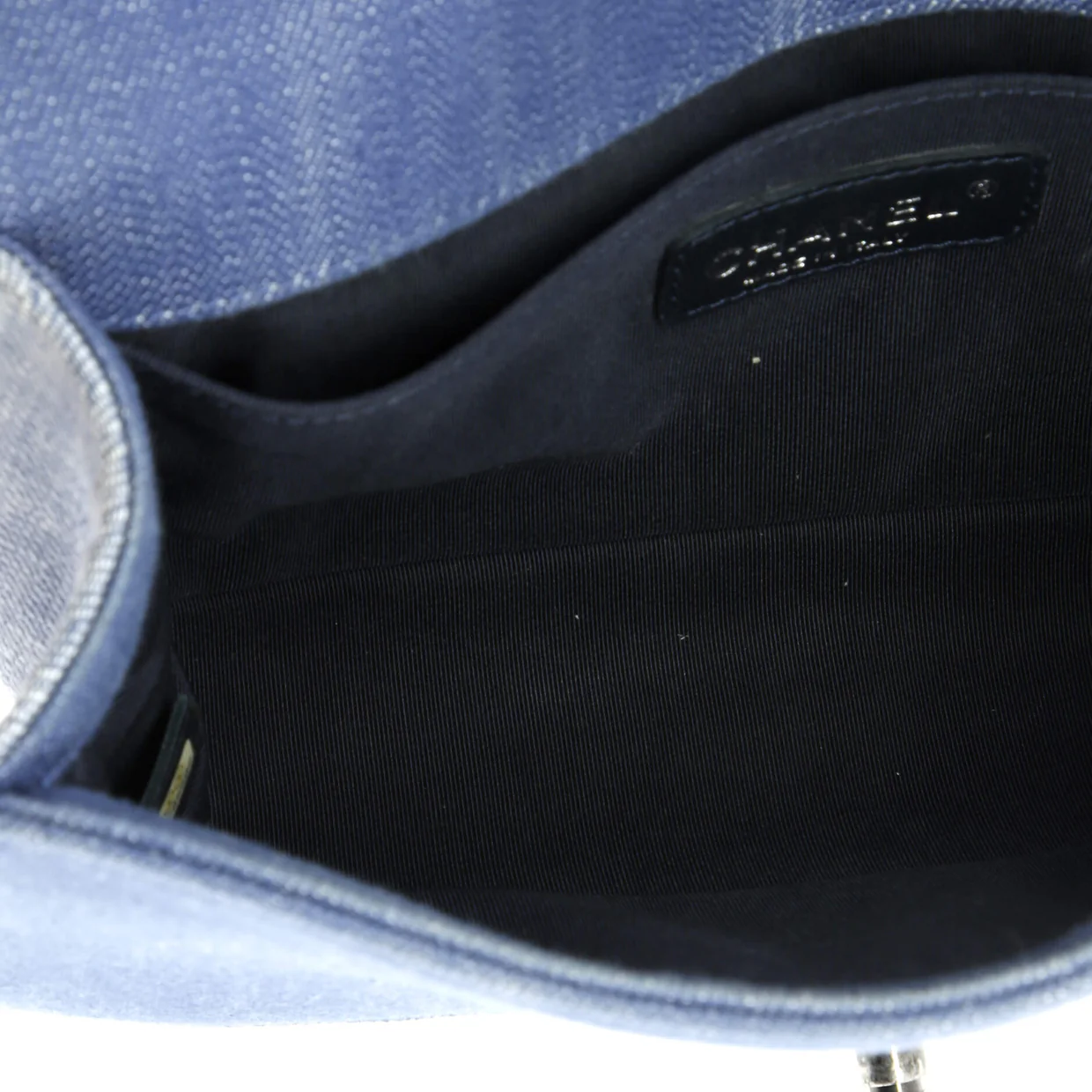 Boy Flap Bag Chevron Denim Old Medium - Deep Luxury