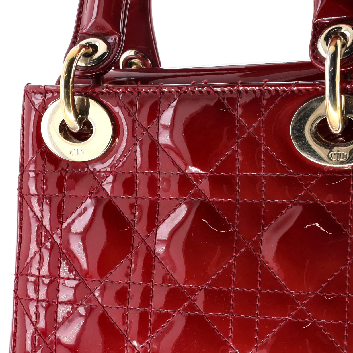 Lady Dior Chain Bag Cannage Quilt Patent Mini - Deep Luxury