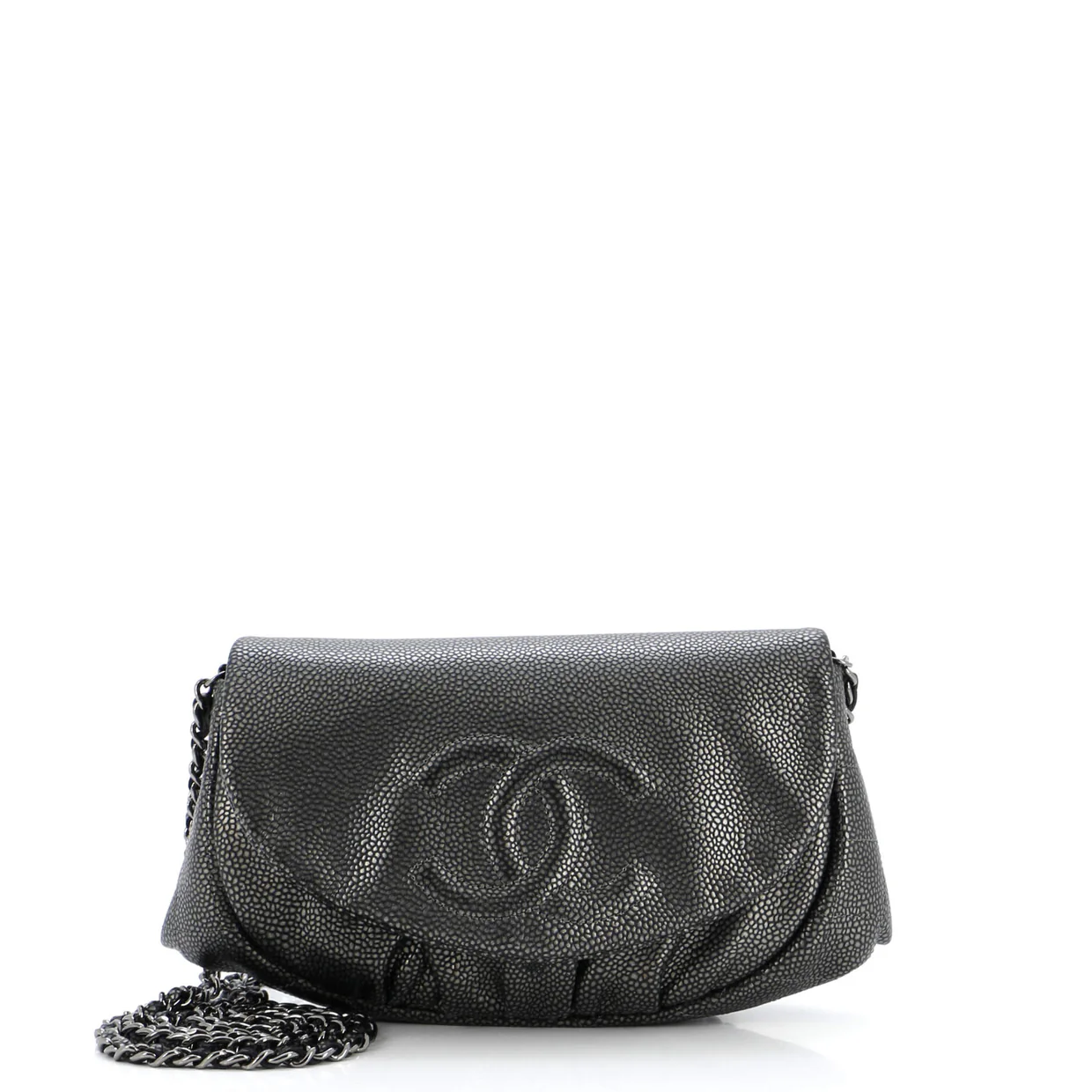 Half Moon Wallet on Chain Caviar - Deep Luxury