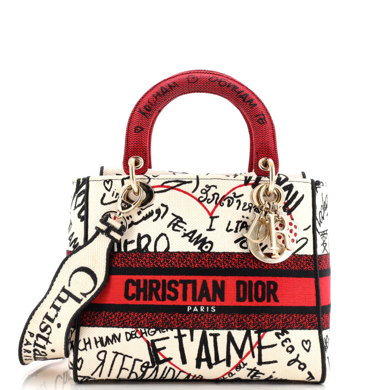 Lady D-Lite Bag Embroidered Canvas Medium - Deep Luxury