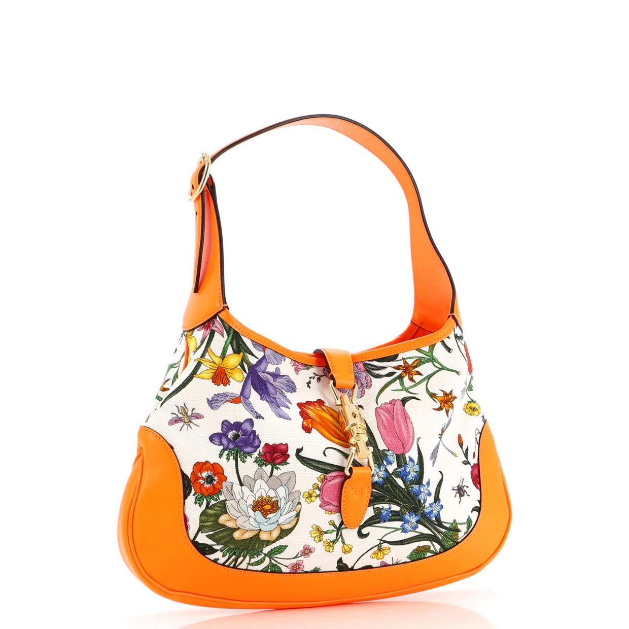Jackie Hobo Flora Canvas with Leather Medium - Deep Luxury
