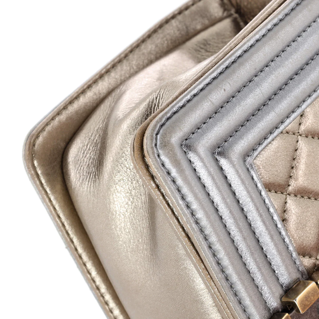 Boy Flap Bag Quilted Metallic Calfskin Small - Deep Luxury