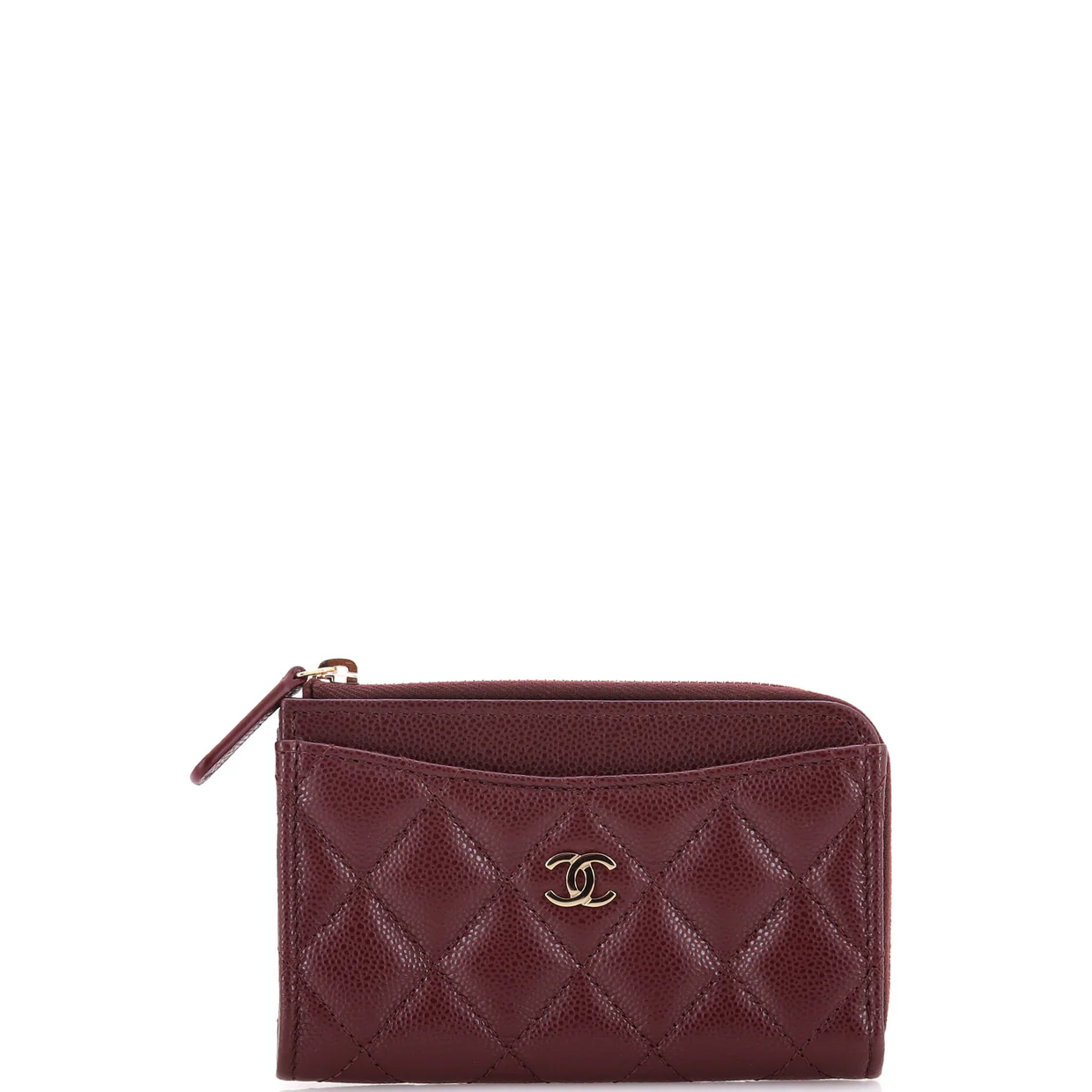 Zip Around Card Holder Quilted Caviar - Deep Luxury