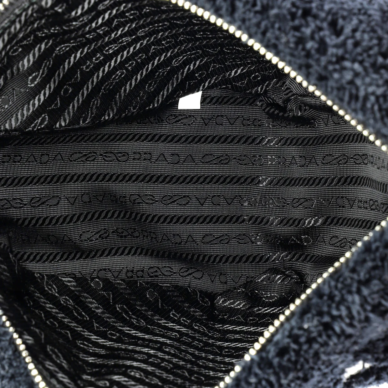 Triangle Logo Zip Crossbody Bag Terry Cloth Small - Deep Luxury