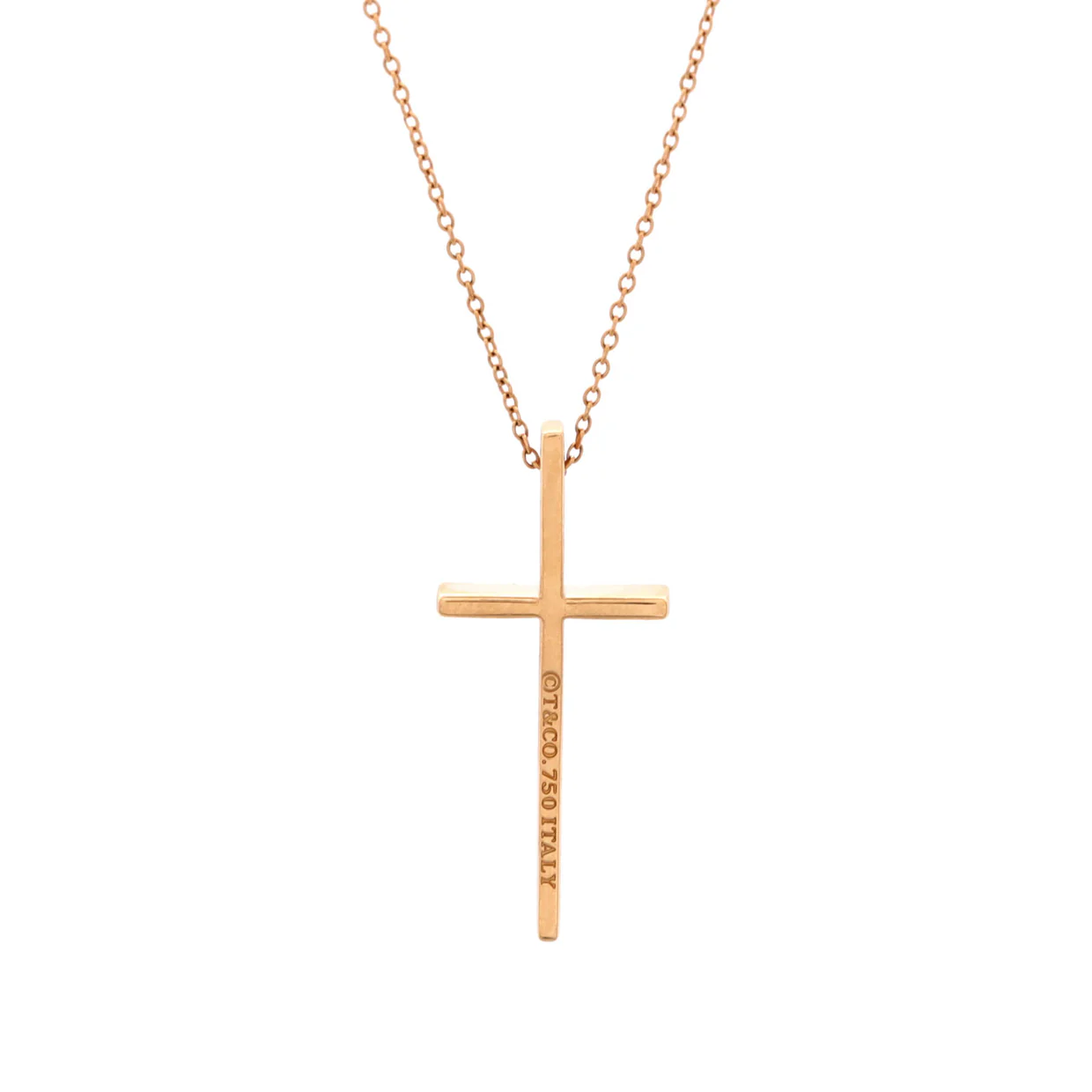 Metro Cross Pendant Necklace 18K Rose Gold - Deep Luxury