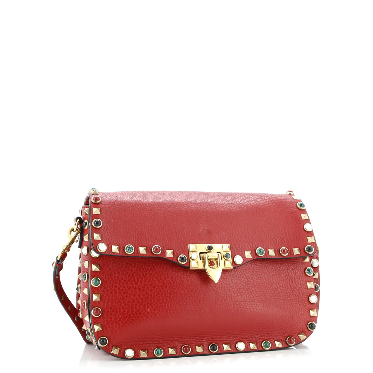 Rolling Rockstud Crossbody Bag Leather with Cabochons Medium - Deep Luxury