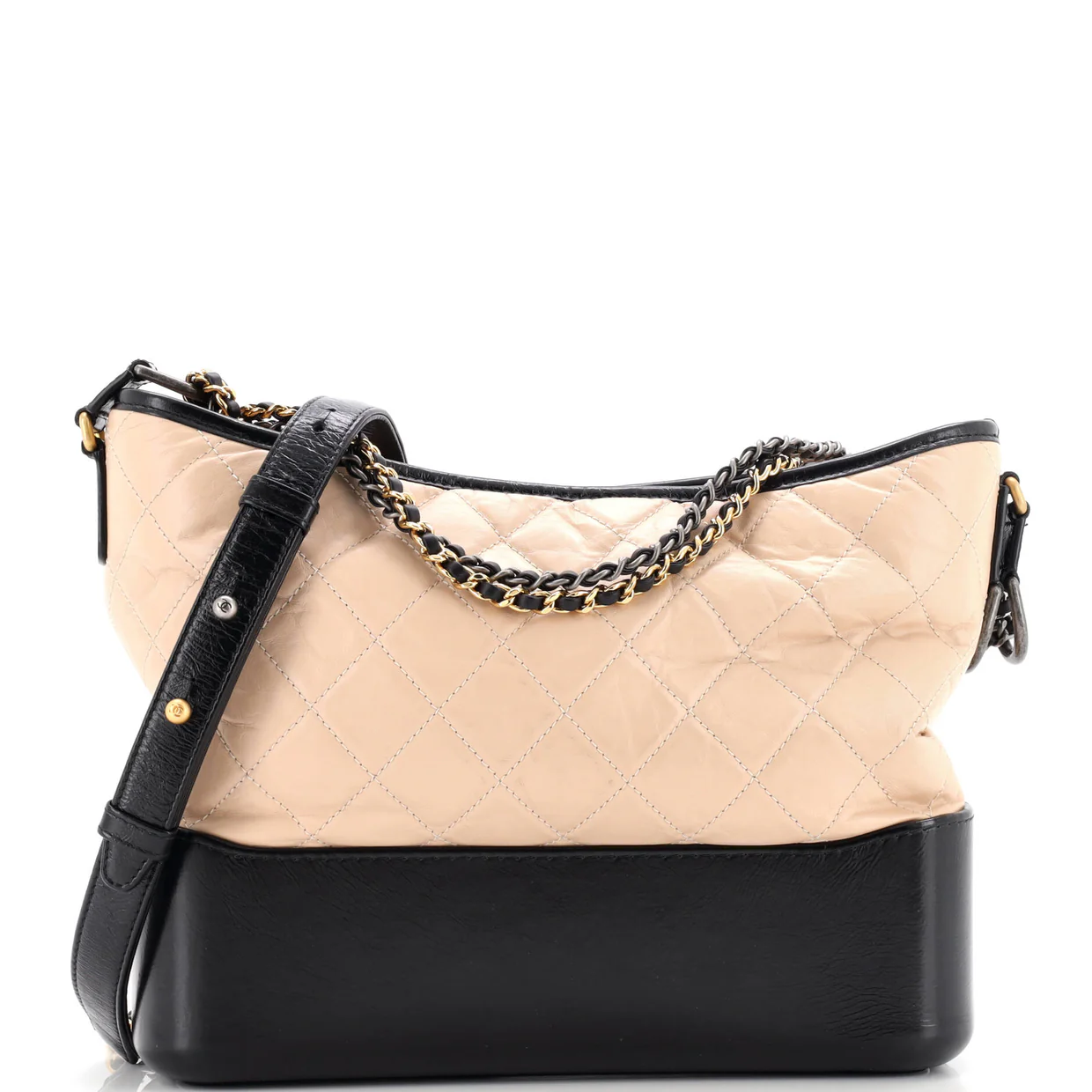 Bicolor Gabrielle Hobo Quilted Aged Calfskin Medium - Deep Luxury