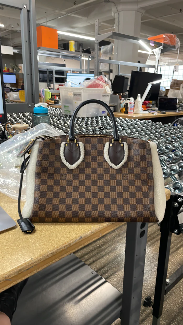 Normandy Handbag Damier with Shearling - Deep Luxury
