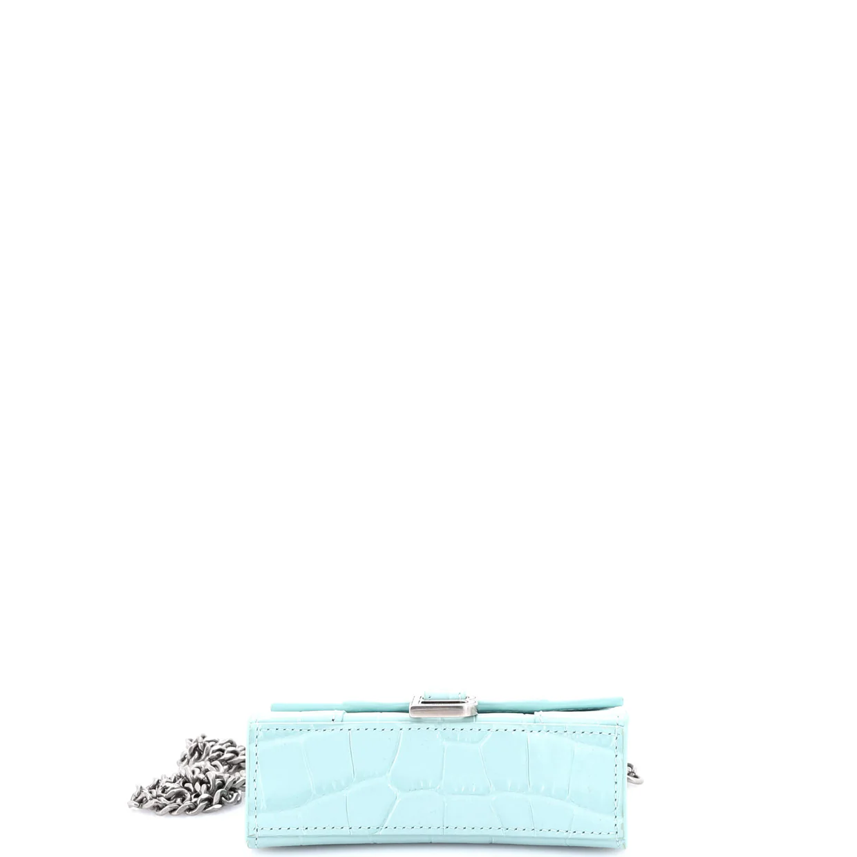 Hourglass Top Handle Bag Crocodile Embossed Leather Mini - Deep Luxury