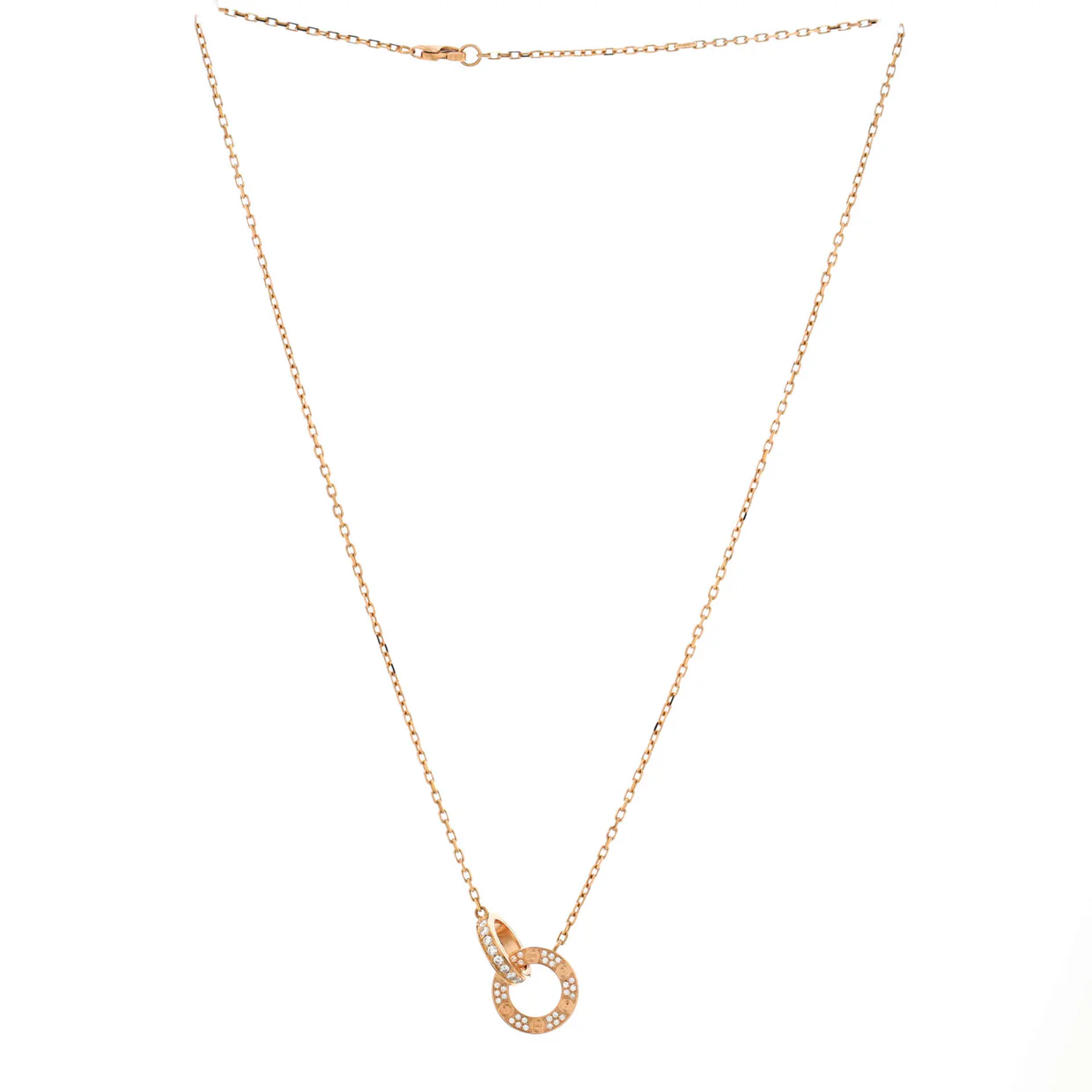 Love Interlocking Pave Necklace 18K Rose Gold and Diamonds - Deep Luxury