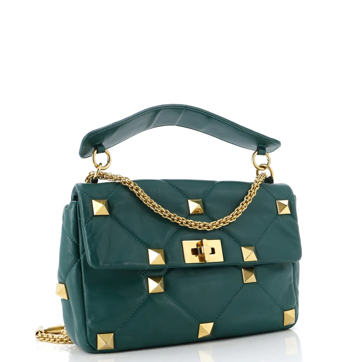 Roman Stud Flap Bag Quilted Leather Large - Deep Luxury