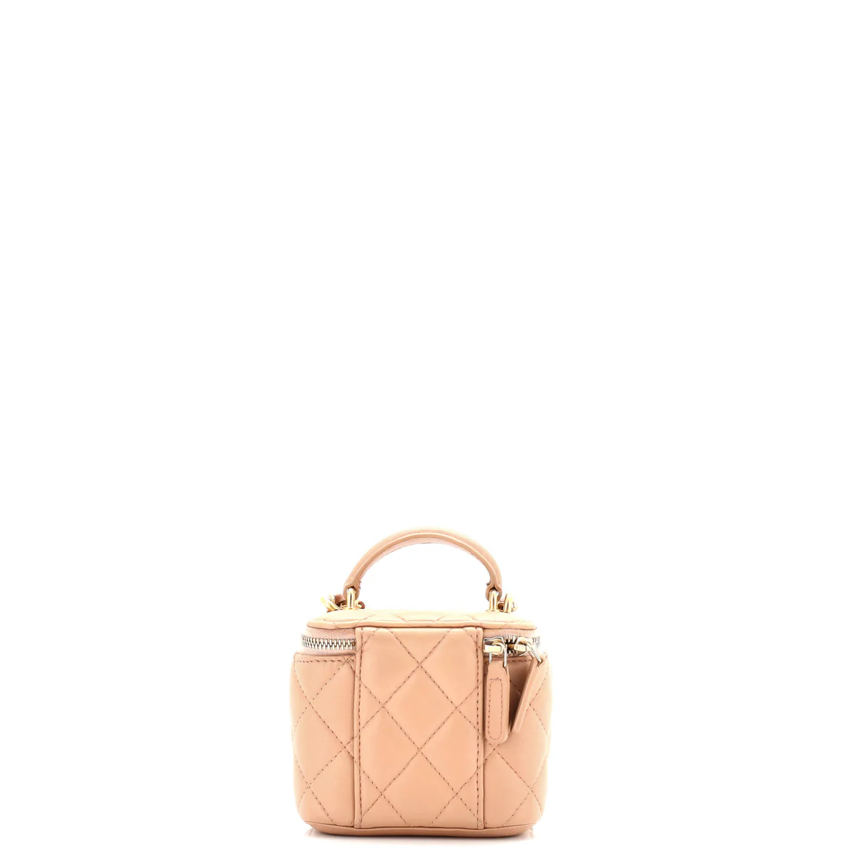 Classic Top Handle Vanity Case with Chain Quilted Lambskin Mini - Deep Luxury