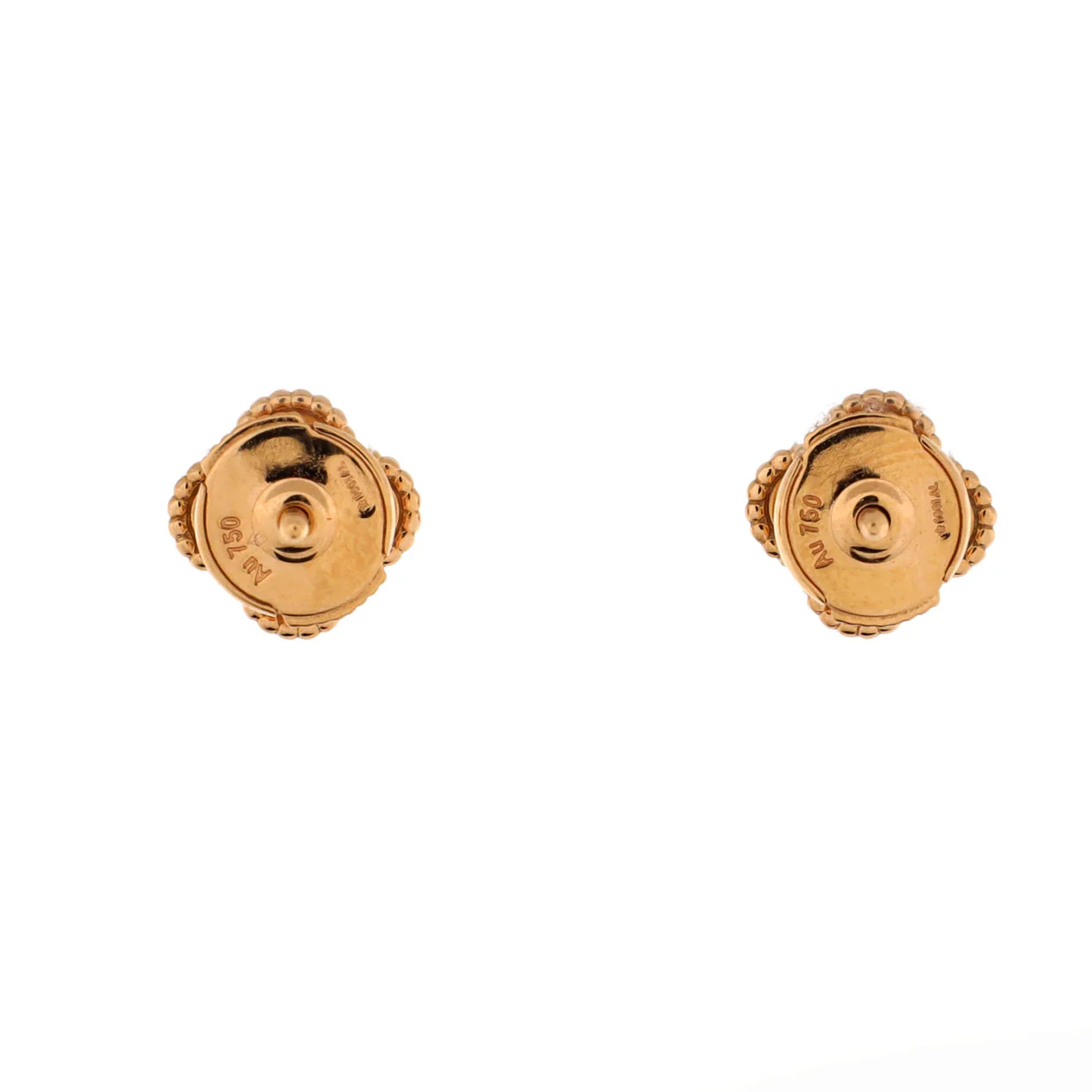 Sweet Alhambra Stud Earrings 18K Yellow Gold and Carnelian - Deep Luxury