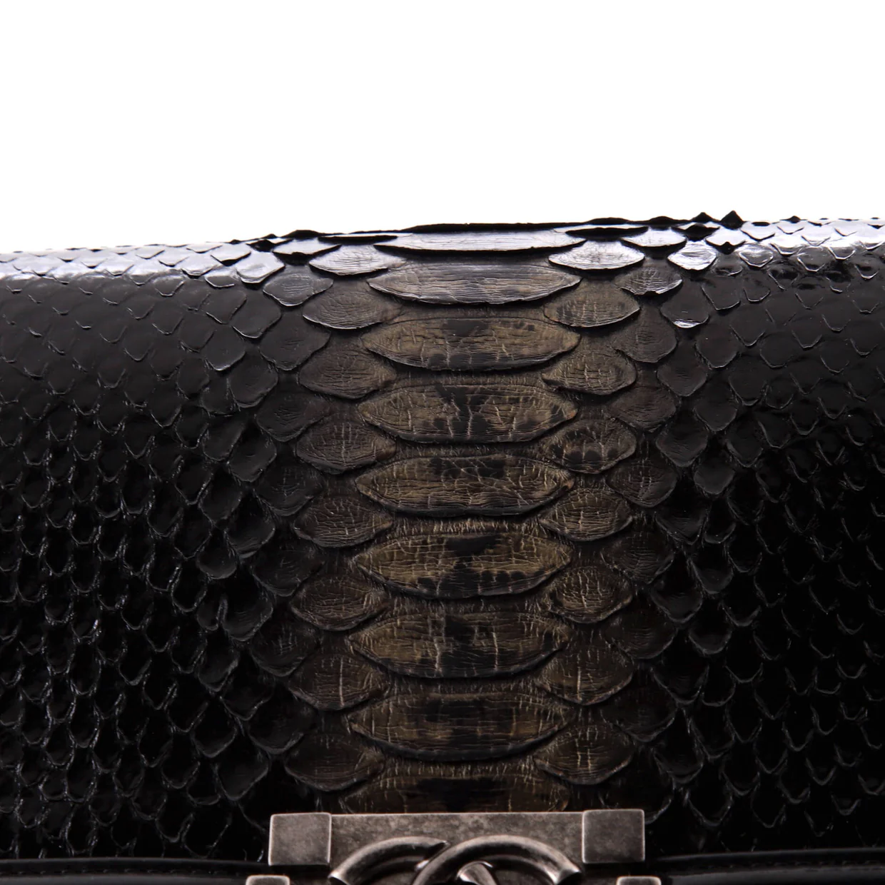 Boy Flap Bag Python and Patent Old Medium - Deep Luxury