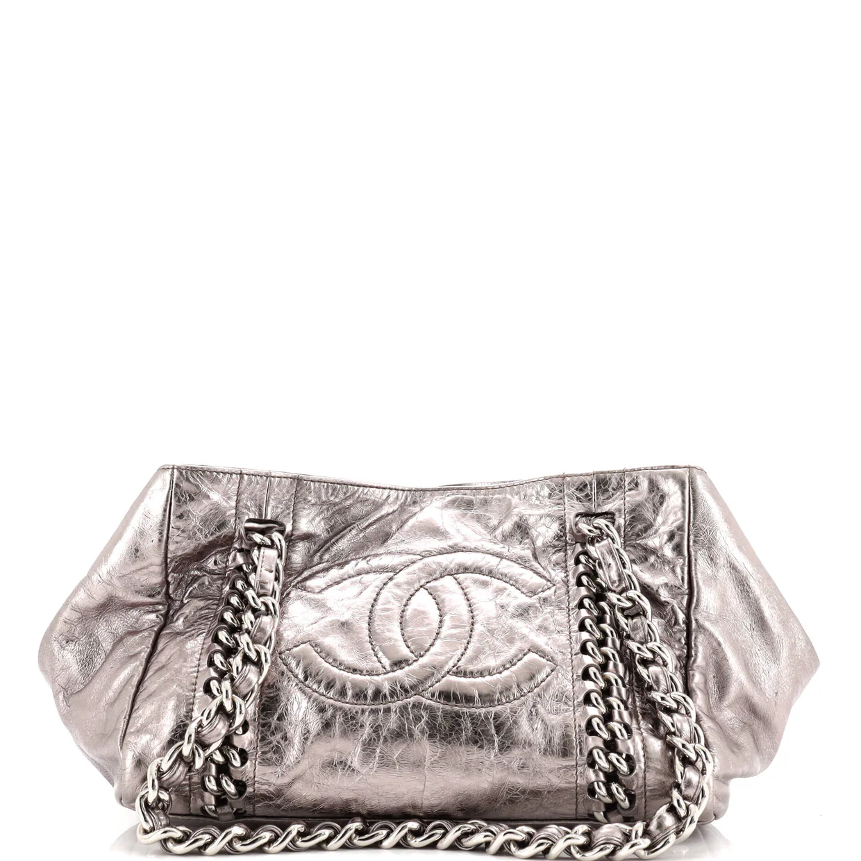 Modern Chain Tote Metallic Calfskin Large - Deep Luxury