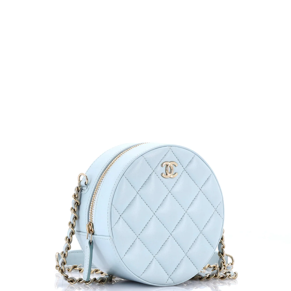 Bow Strap Round Clutch with Chain Quilted Lambskin - Deep Luxury
