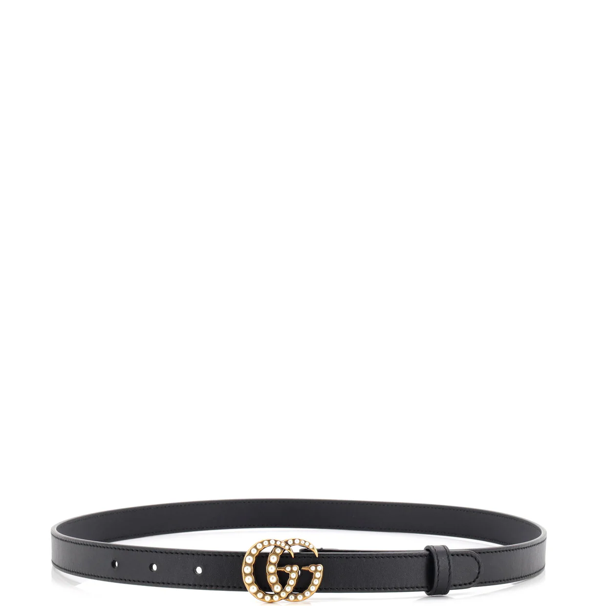 Pearly GG Marmont Belt Leather Thin - Deep Luxury