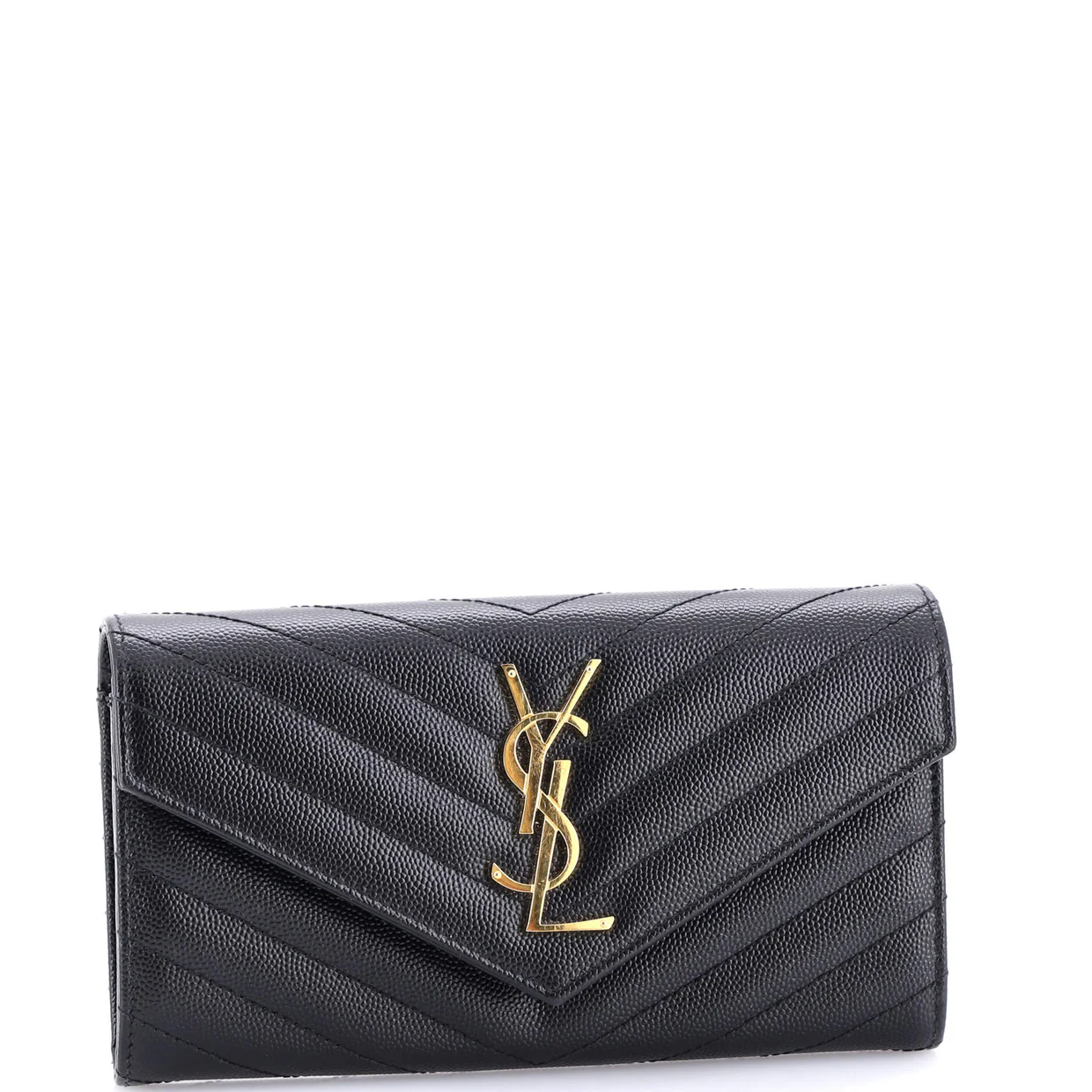 Classic Monogram Flap Wallet Matelasse Chevron Leather Large - Deep Luxury
