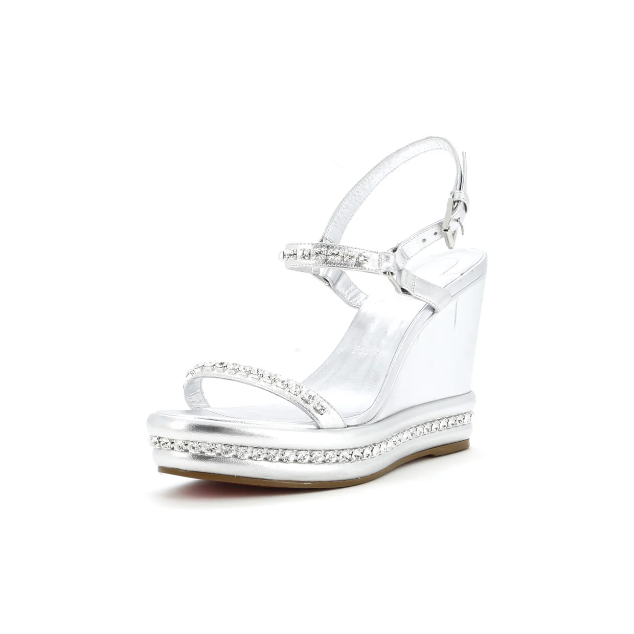 Women's Pyrastrass Wedge Sandals Leather with Crystal Embellished Details 110 - Deep Luxury