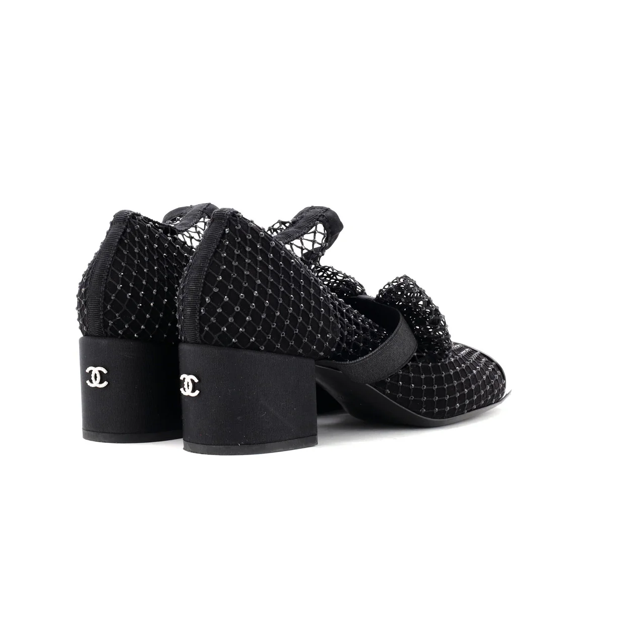 Women's Bow Cap Toe Mary Jane Boots Crystal Embellished Mesh - Deep Luxury