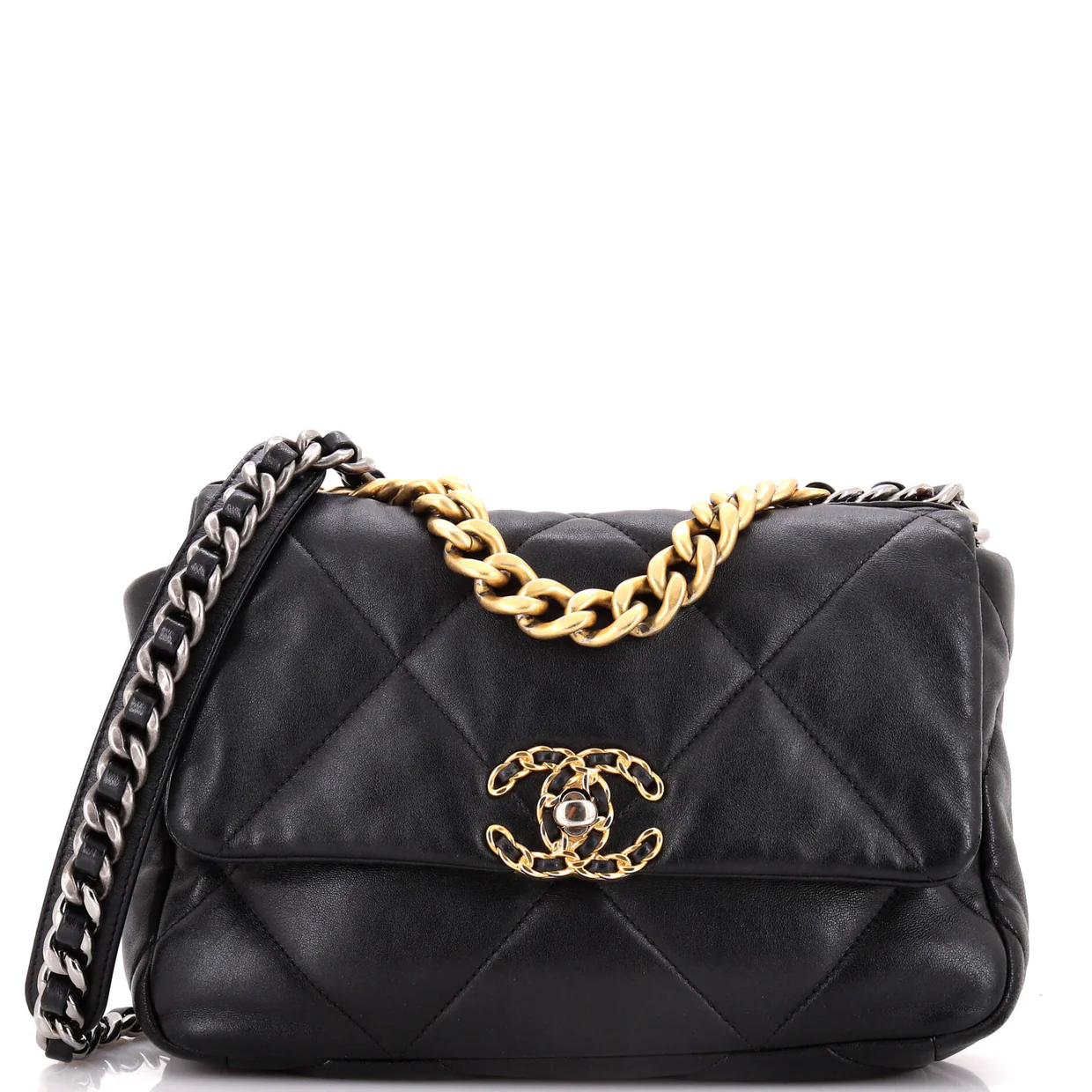 19 Flap Bag Quilted Leather Medium - Deep Luxury