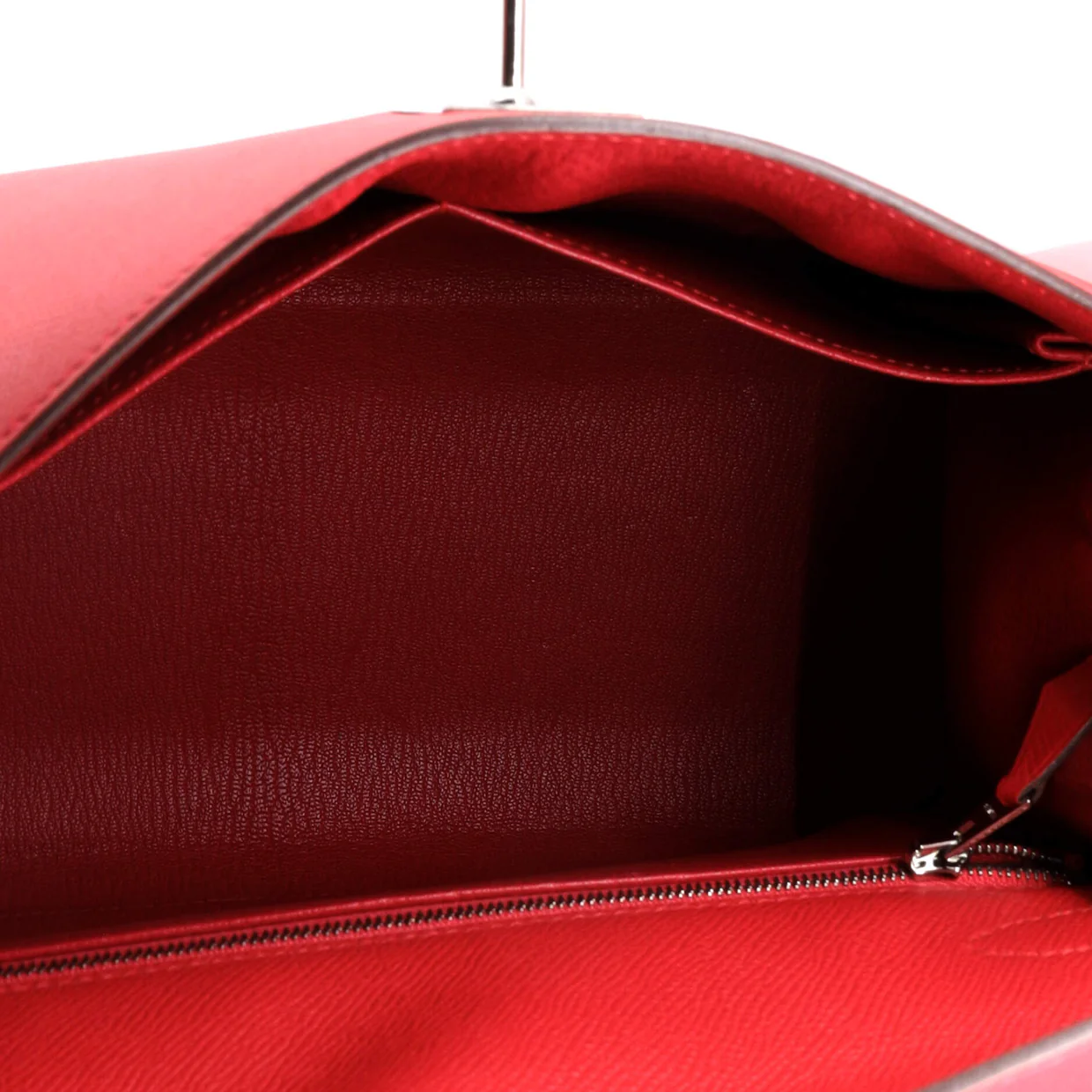 Kelly Handbag Framboise Epsom with Palladium Hardware 28 - Deep Luxury