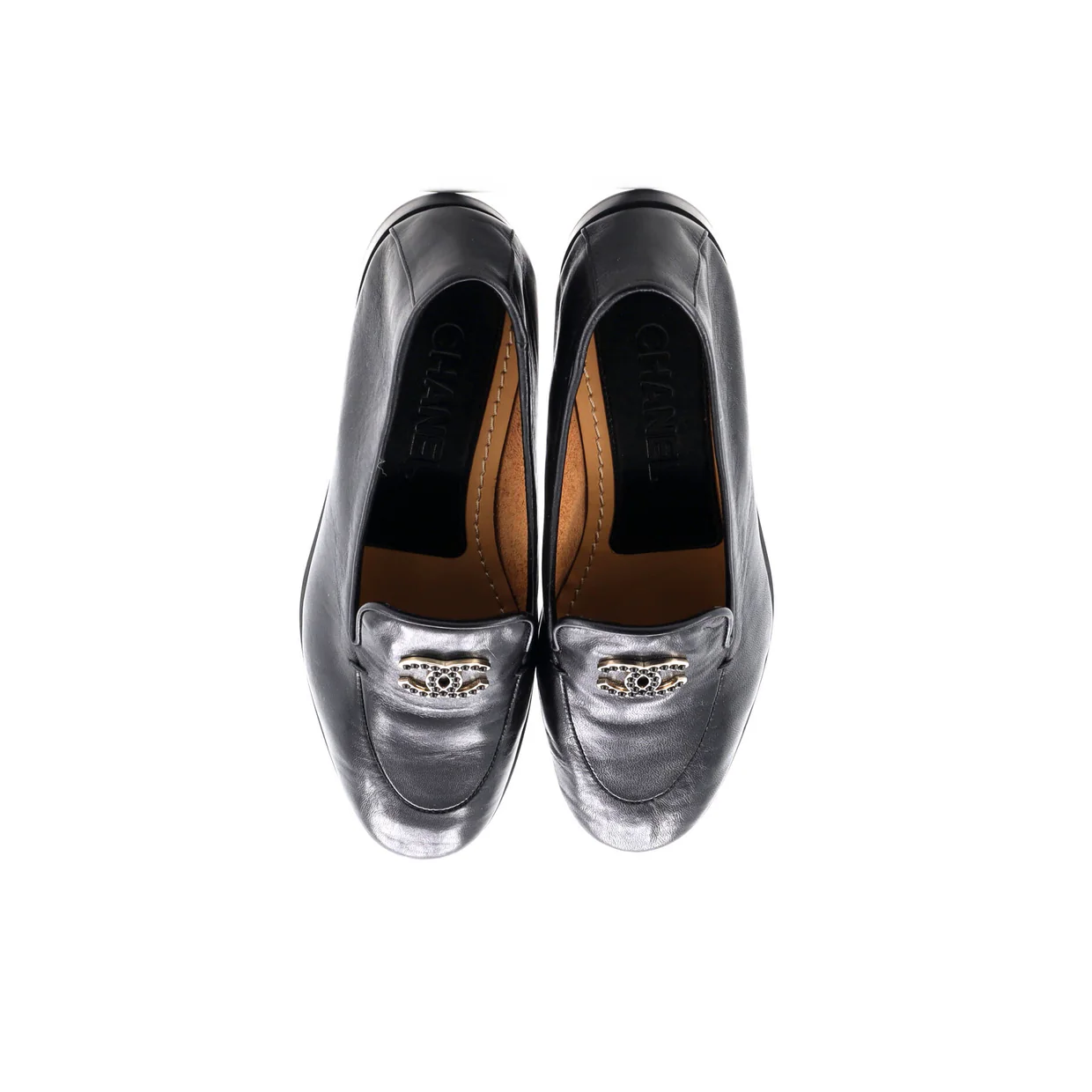 Women's CC Mocassin Loafers Leather with Metal - Deep Luxury