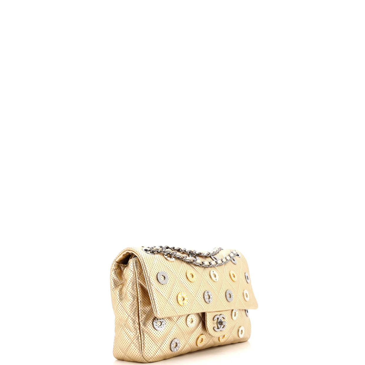 Paris-Dubai Medals Flap Bag Embellished Quilted Perforated Lambskin Medium - Deep Luxury