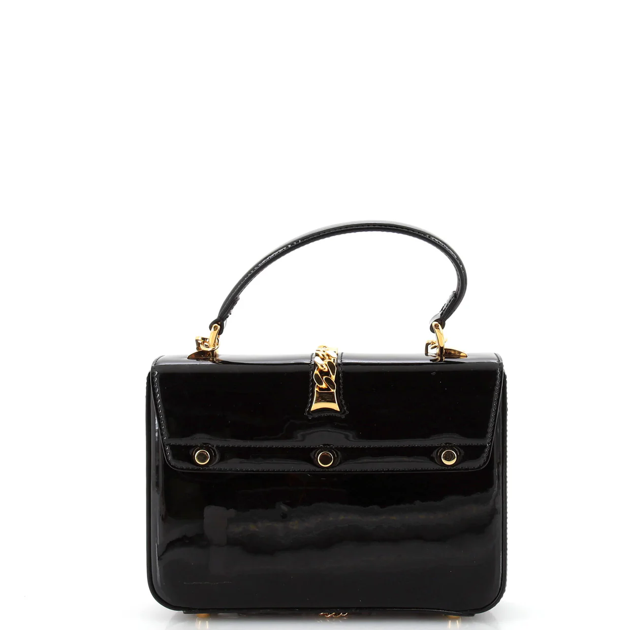 Sylvie 1969 Top Handle Bag Patent Mini - Deep Luxury