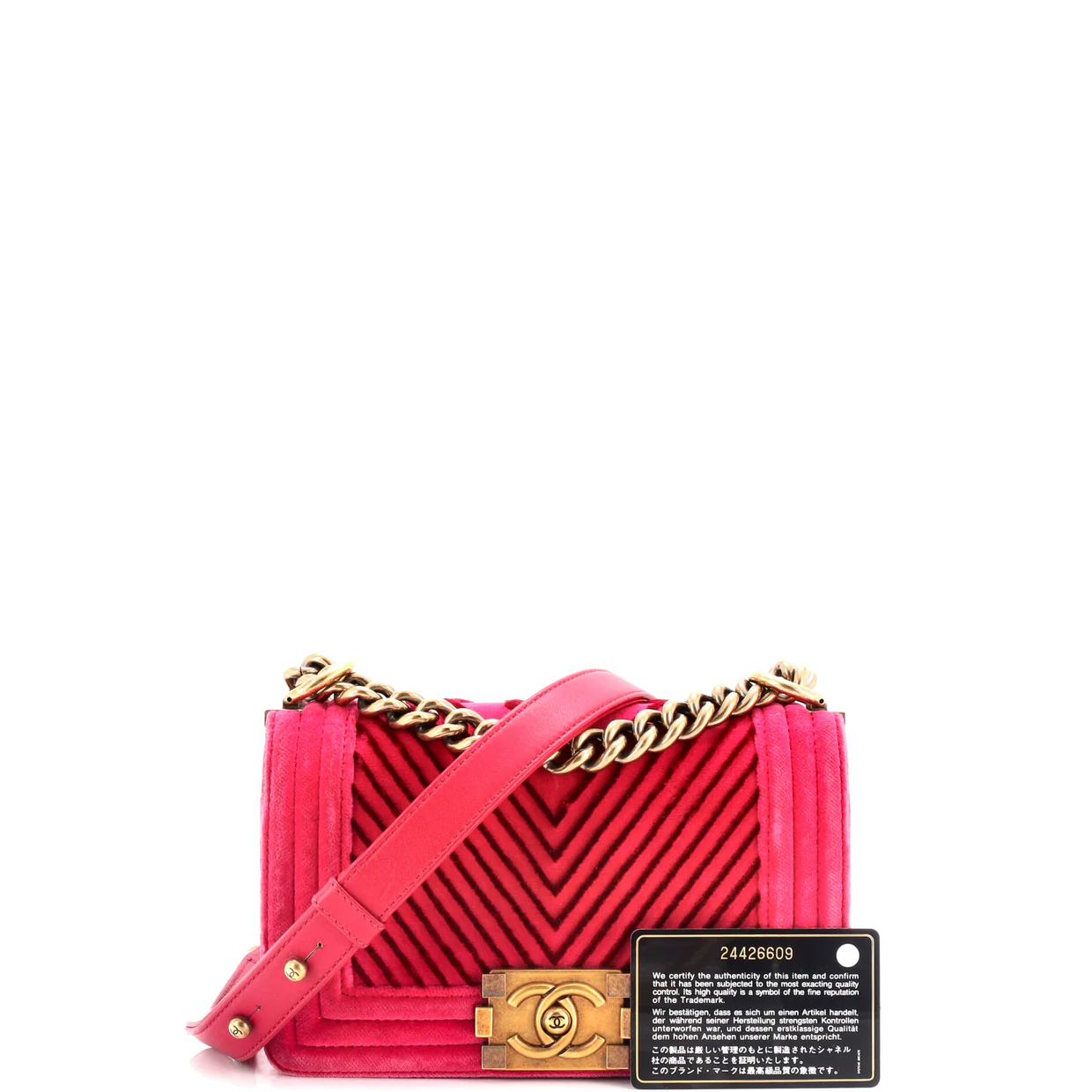 Boy Flap Bag Chevron Velvet Small - Deep Luxury