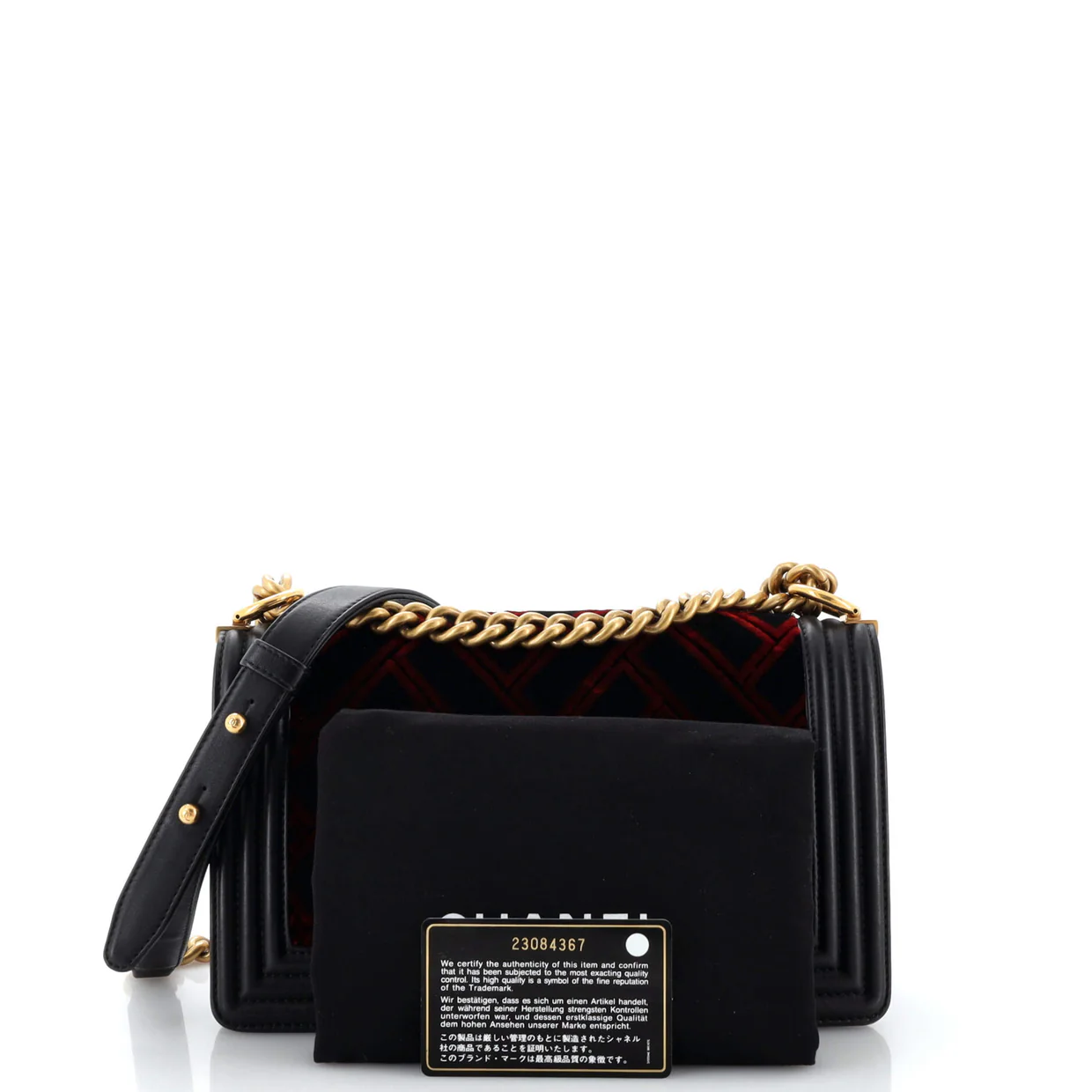 Boy Flap Bag Chevron Patchwork Velvet with Calfskin Old Medium - Deep Luxury