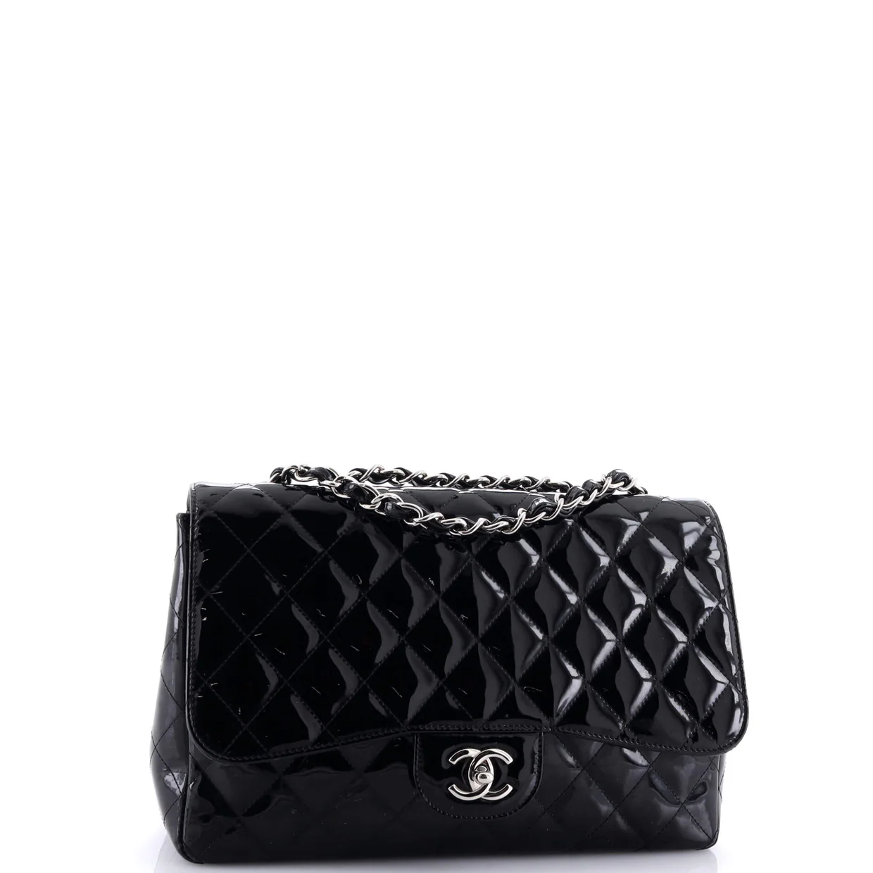 Vintage Classic Single Flap Bag Quilted Patent Jumbo - Deep Luxury