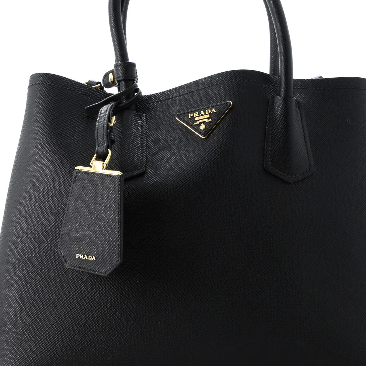 Cuir Double Tote Saffiano Leather Medium - Deep Luxury