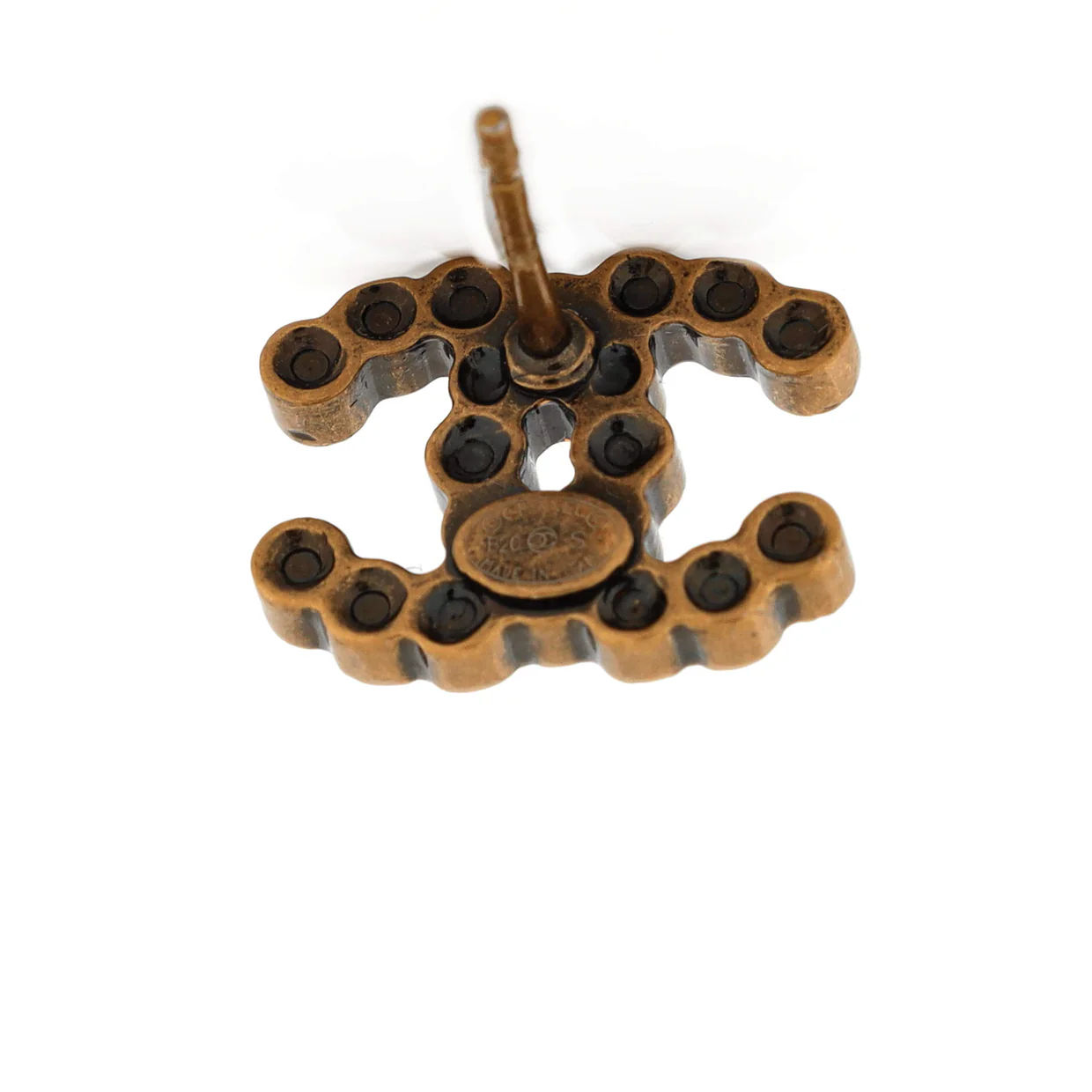 CC Stud Earrings Metal with Crystals - Deep Luxury