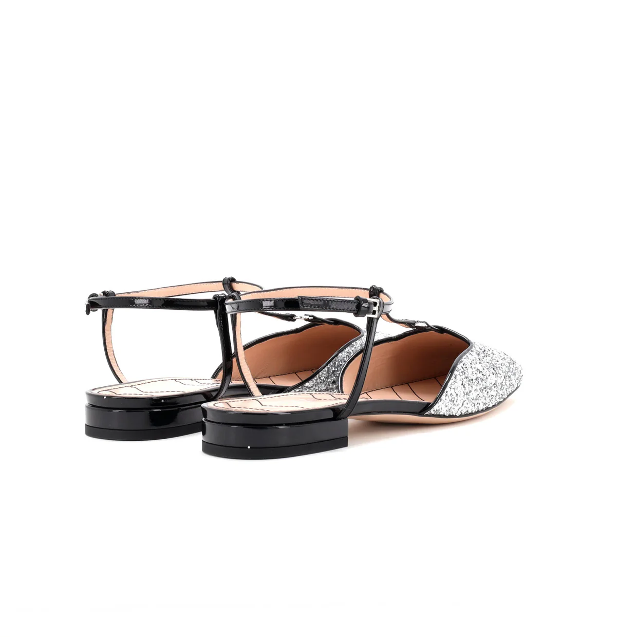 Women's GG Slingback Flats Glitter and Patent - Deep Luxury