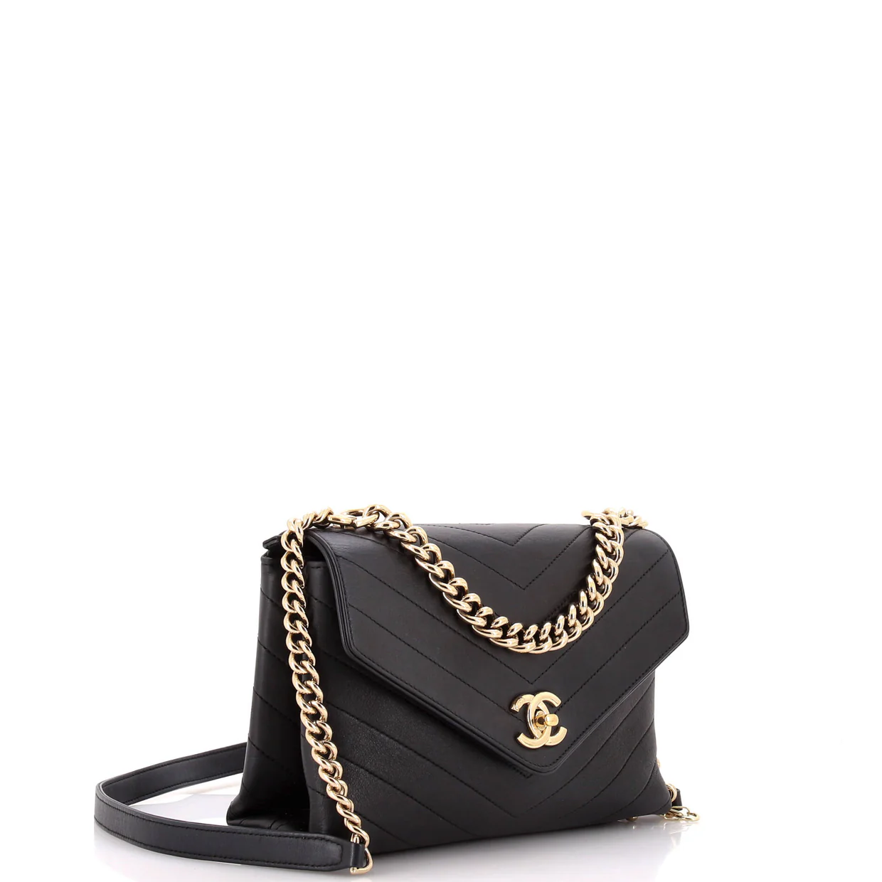 Coco Chevron Flap Bag Stitched Calfskin Small - Deep Luxury