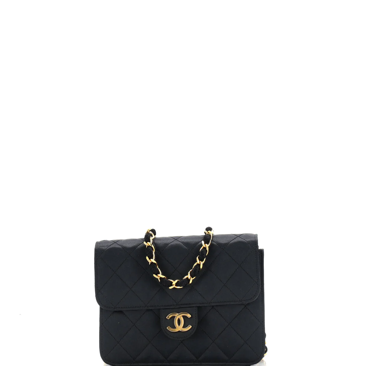 Vintage CC Chain Flap Bag Quilted Satin Mini - Deep Luxury